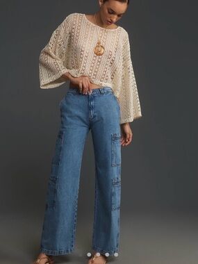 Hudson High Rise Cargo Jeans in Blue